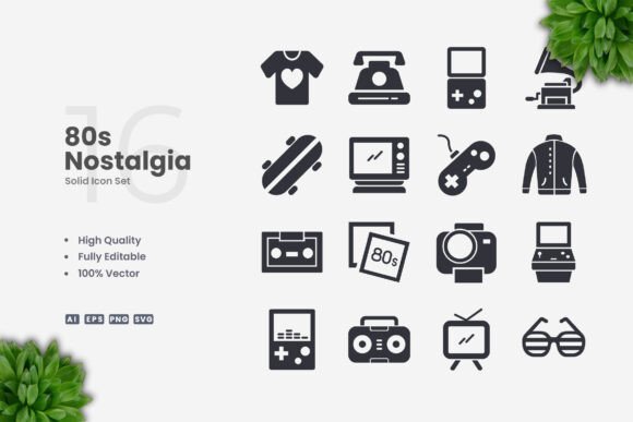 80s Nostalgia Solid Icons