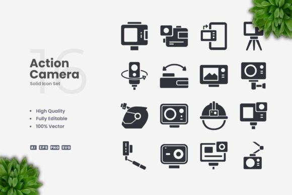 Action Camera Solid Icons for Modern Design Needs