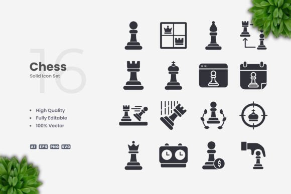 Chess Solid Icons for Creative Projects