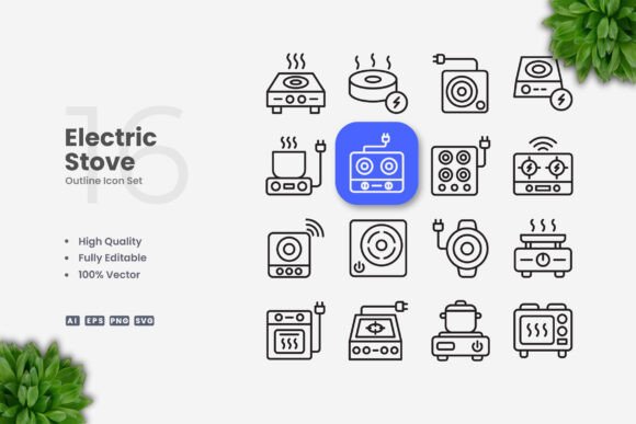 Electric Stove Icons: Simple and Clean Design for Every Project