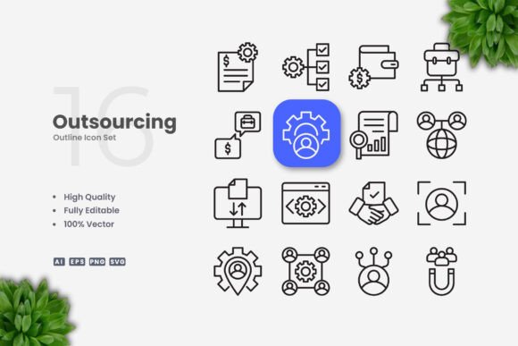 Outsourcing Icons: Simple and Clean Design
