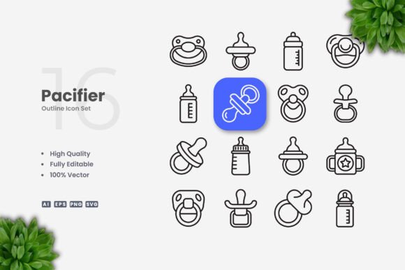 Pacifier Icons for Modern Design Projects