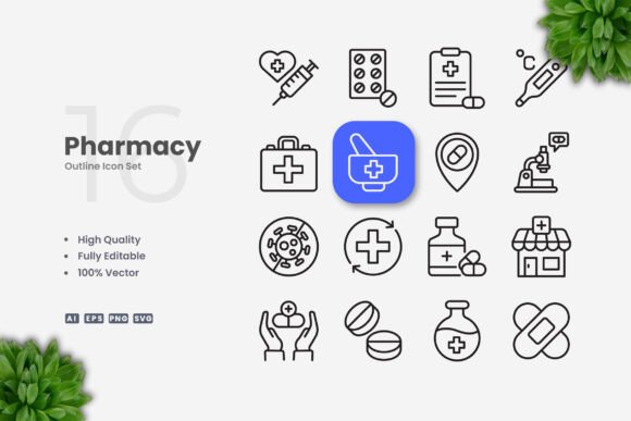 Pharmacy Icons: Simple and Clean Design for Modern Use