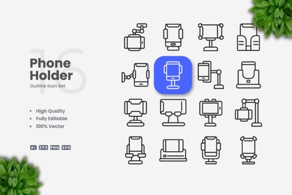 Phone Holder Icons: Simple and Clean Design for Every Project