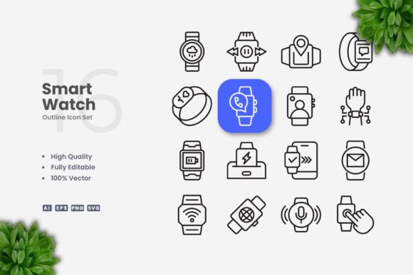 Smartwatch Icons: Sleek and Versatile Design for Every Project