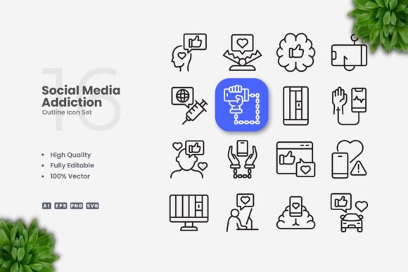 Social Media Addiction Icons