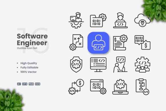Software Engineer Icons for Versatile Design Projects