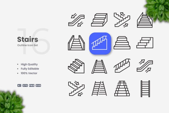 Stairs Icons: Simple, Clean, and Versatile