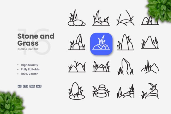 Stone and Grass Icons: A Versatile Design Solution for Modern Projects