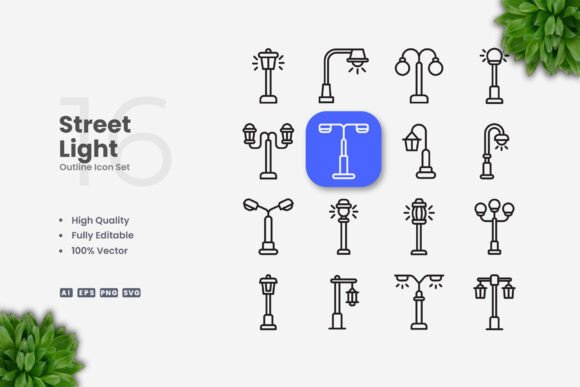 Street Light Icons: A Simple and Clean Design for Every Project
