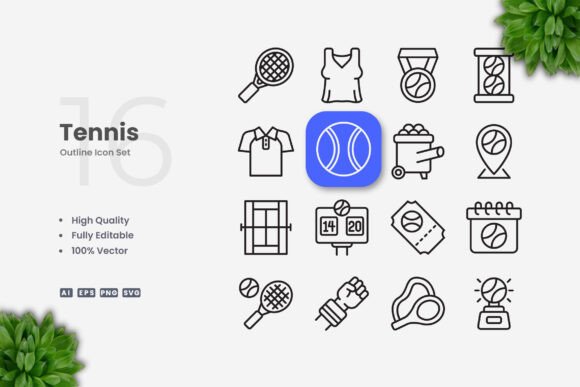 Tennis Icons: A Versatile and Professional Design Solution