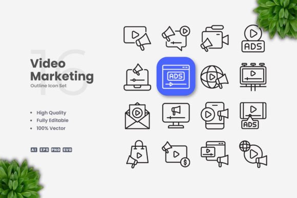 Video Marketing Icons for Modern Design
