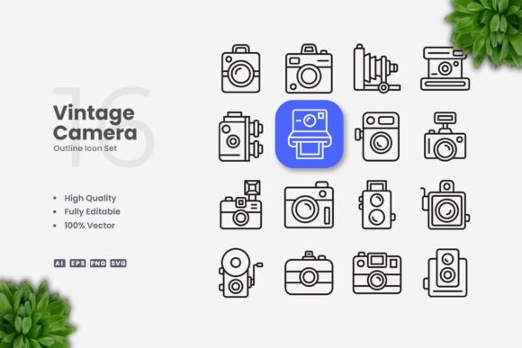 Vintage Camera Icons for Creative Projects
