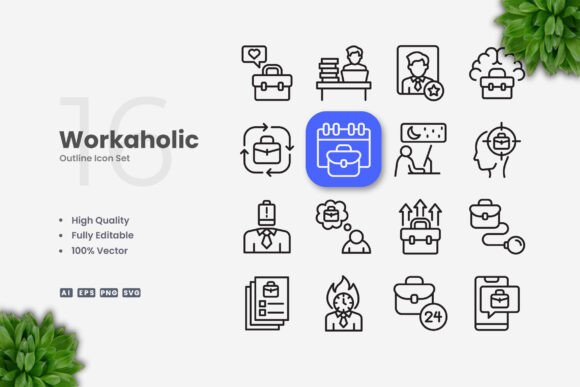 Workaholic Icons: Simple and Clean Design for Every Project